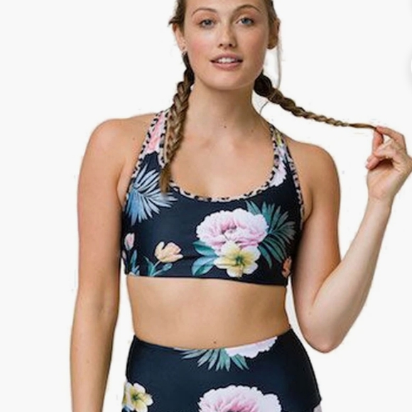 Onzie Tops - Onzie Tropical Palm and Animal Print Sports Bra